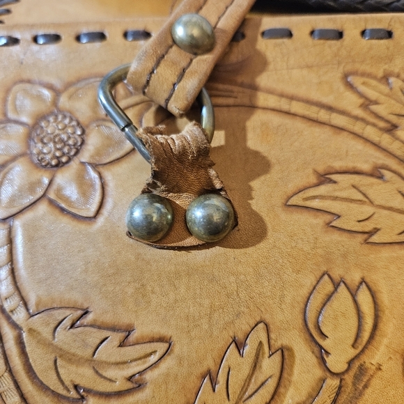 COPY - Vintage Hand Tooled Leather Hard Sided Satchel Bag - Picture 15 of 15